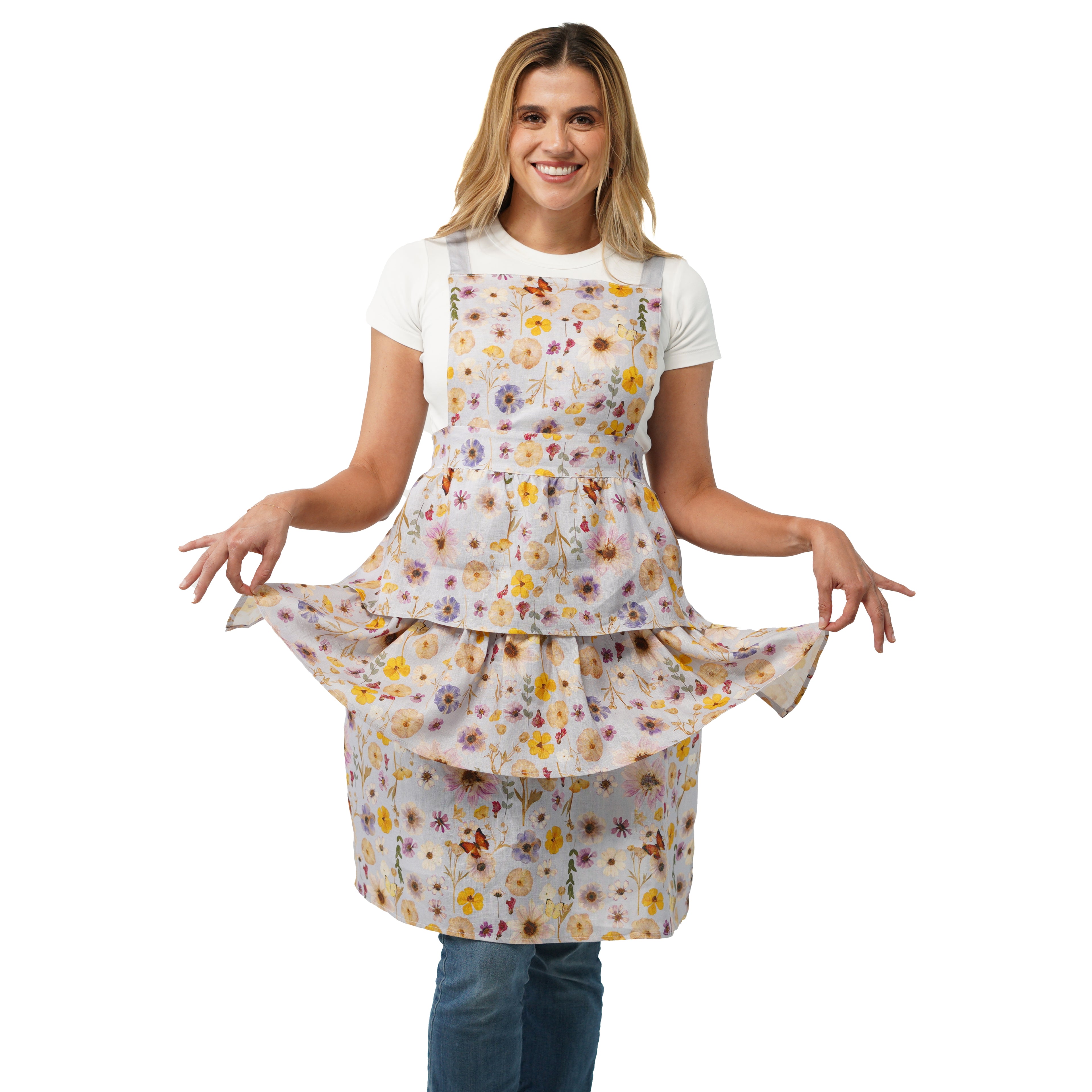 Fantasy Blooms Ruffled Skirt Apron