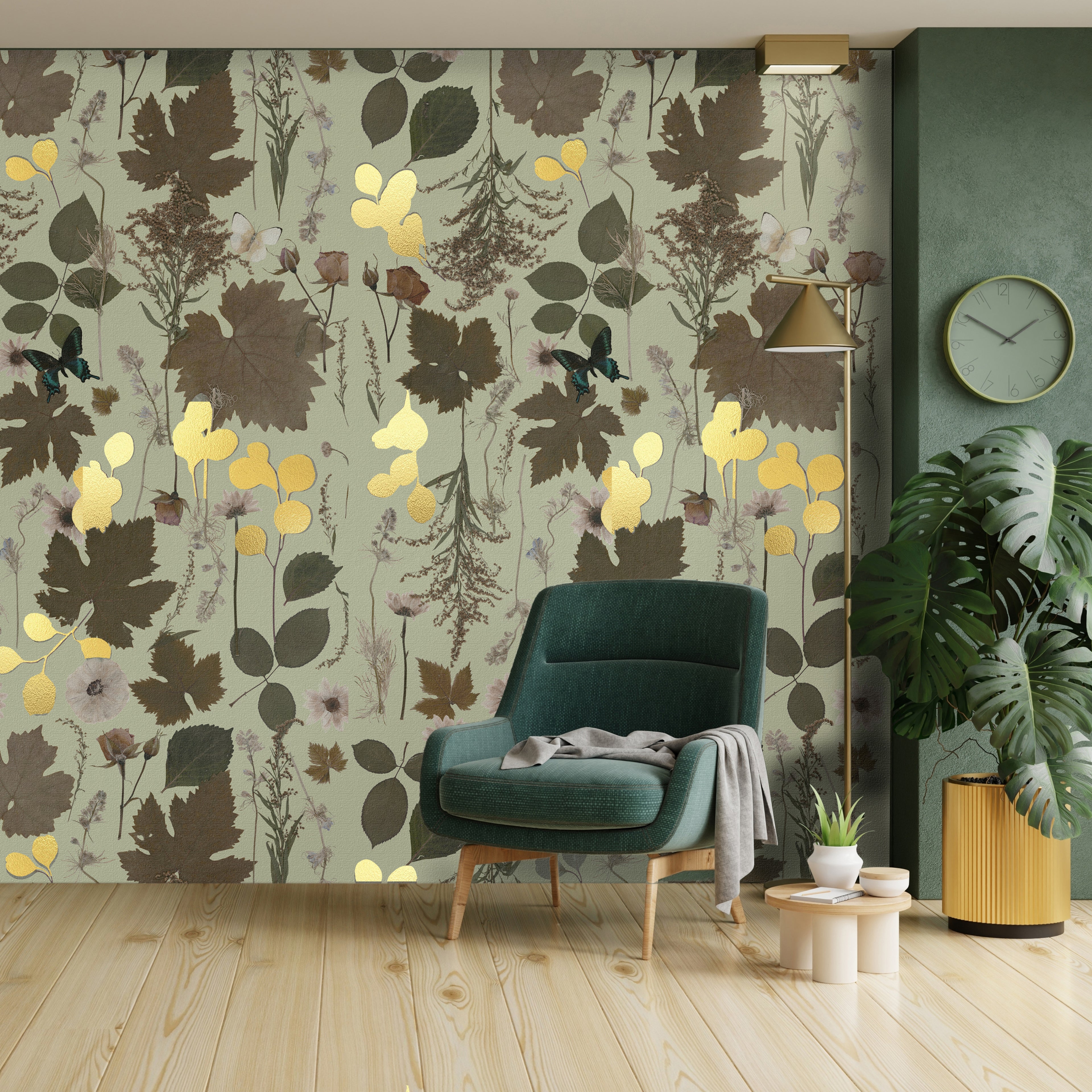 Olive & Gold Forest Wallpaper