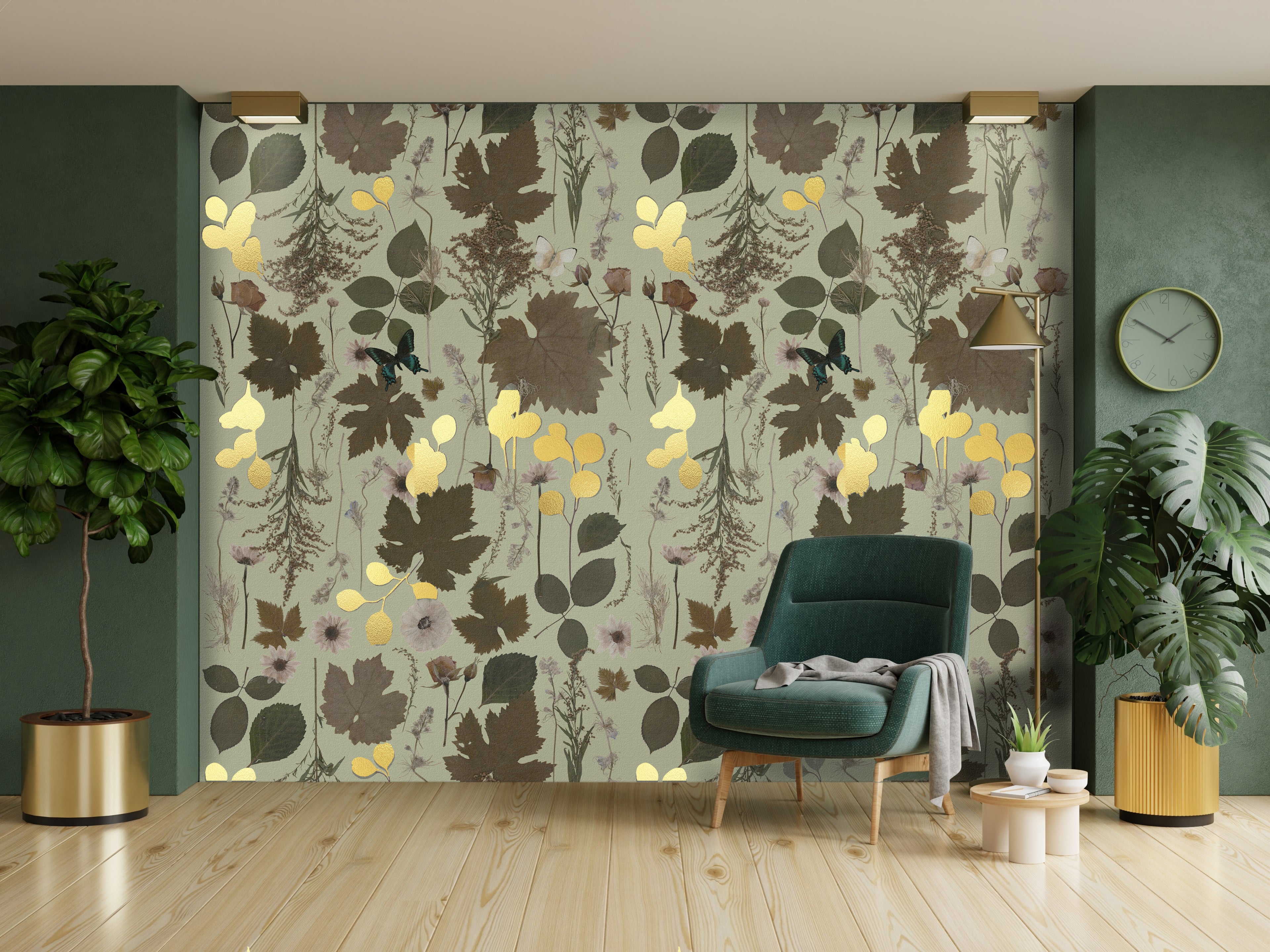 Olive & Gold Forest Wallpaper