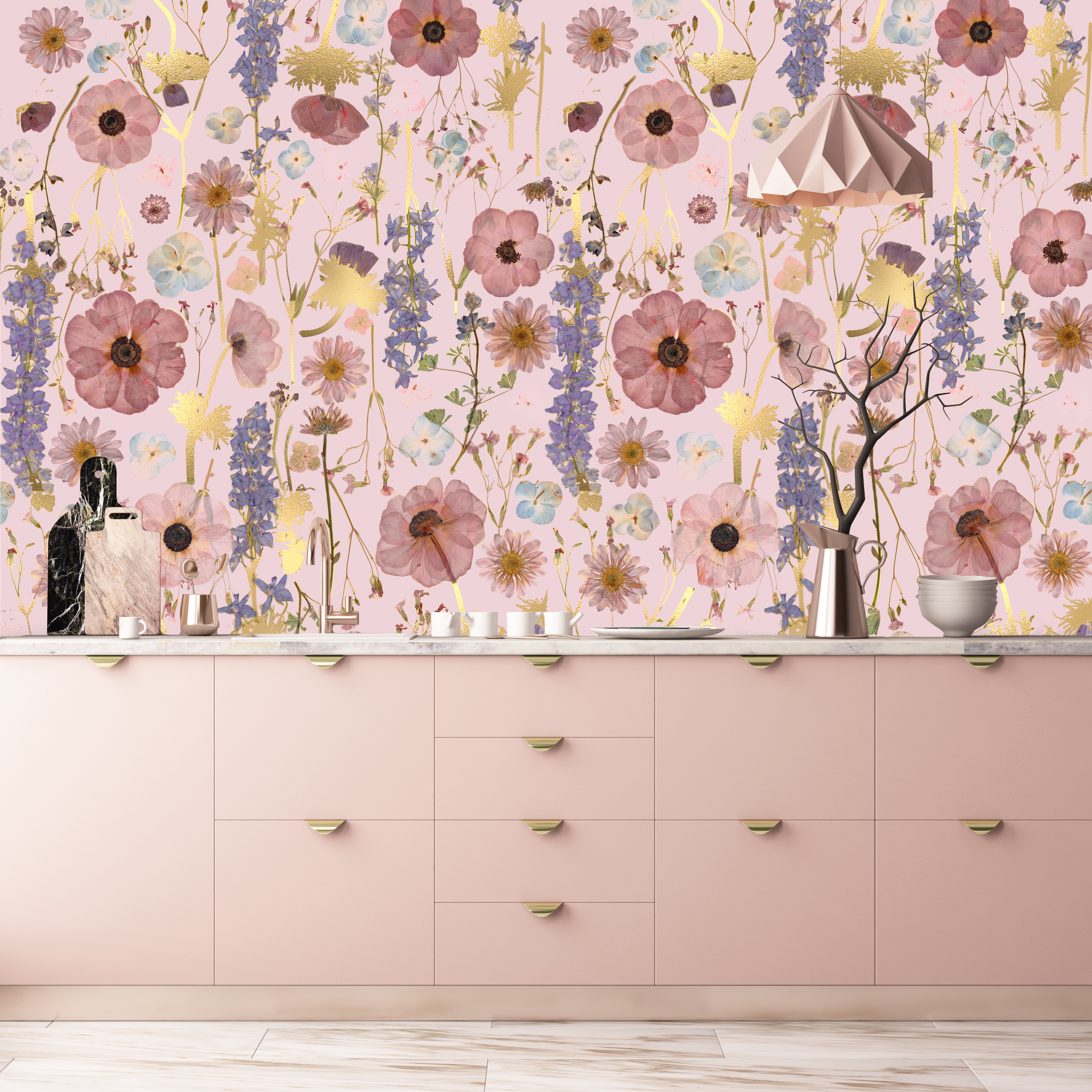 Rose & Gold Spring Wallpaper