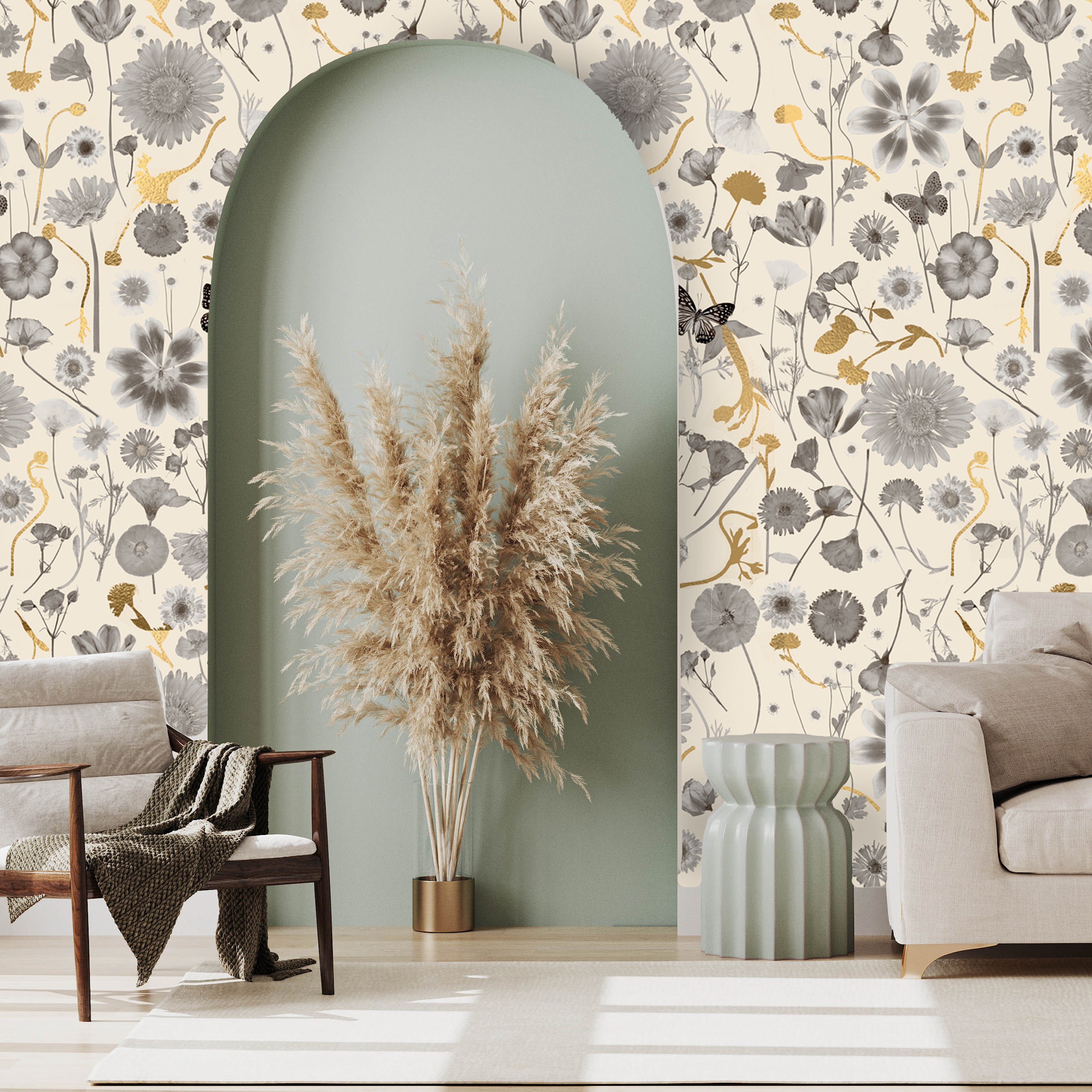 Beige & Gold Summer Wallpaper